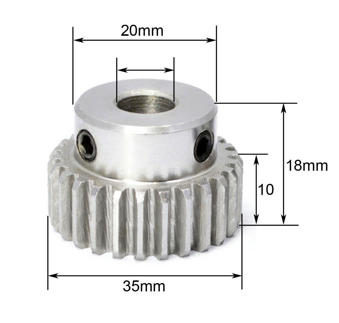 Module 1, 33 teeth, 35mm diameter, 6mm hole, 1045 steel spur gear