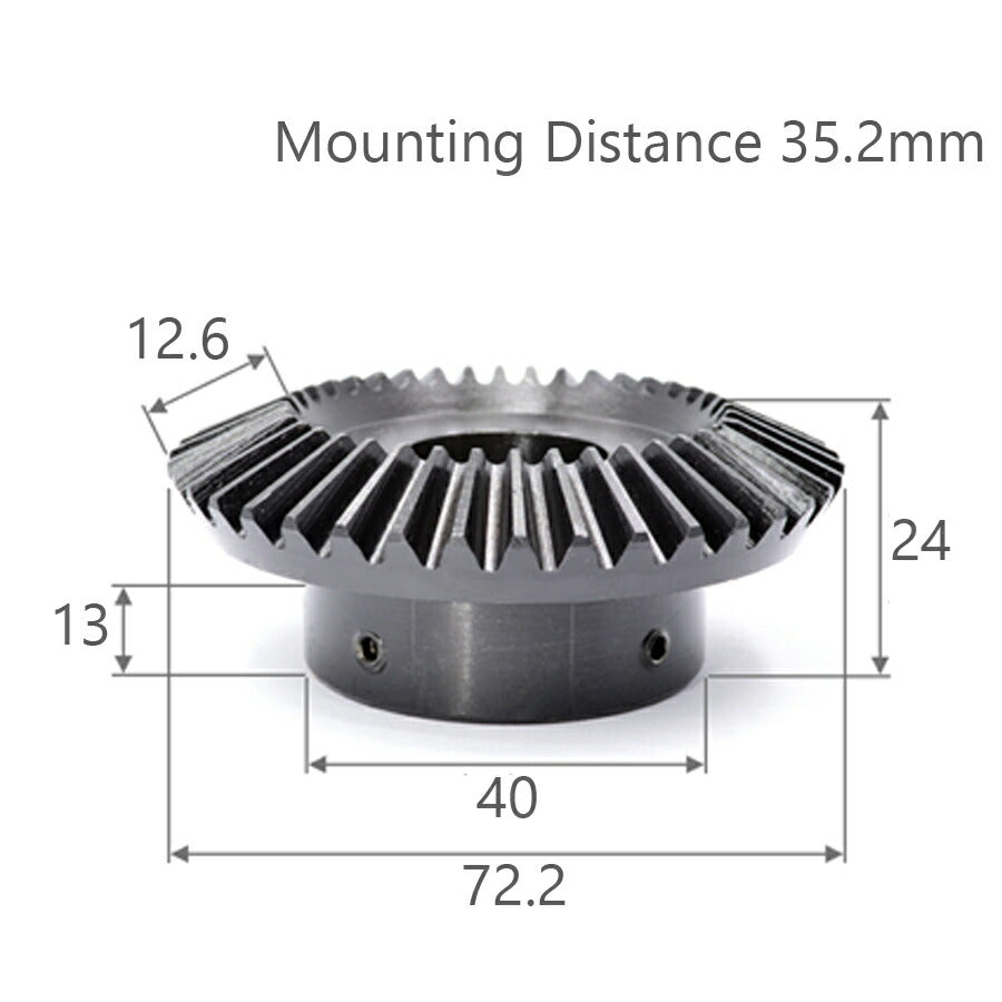モジュール 2 歯数 36 穴径 15mm キー溝 5mm 速比 1:2 スチール ベベルギヤ 歯車