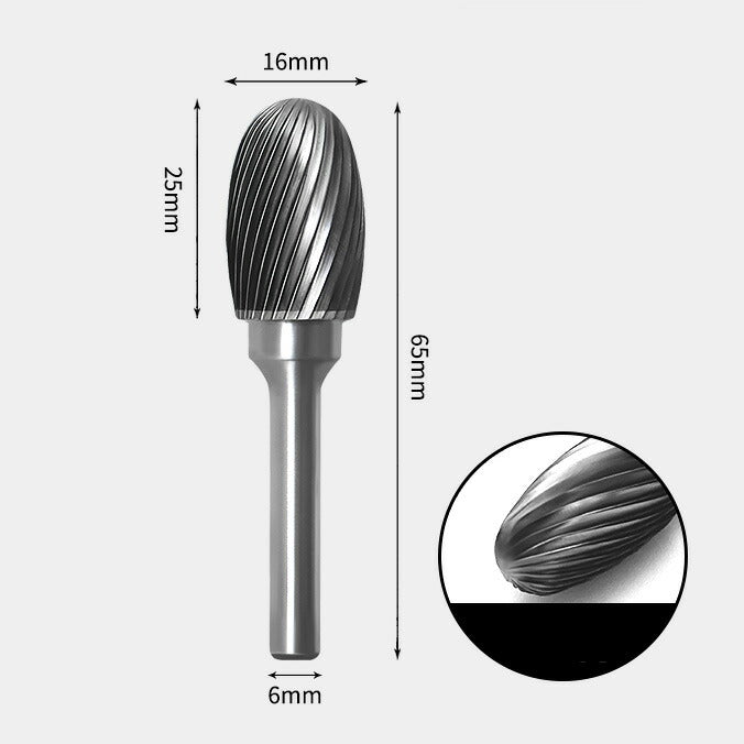 Egg-shaped single-cut shank diameter 6mm carbide rotary burr router bit carbide burr
