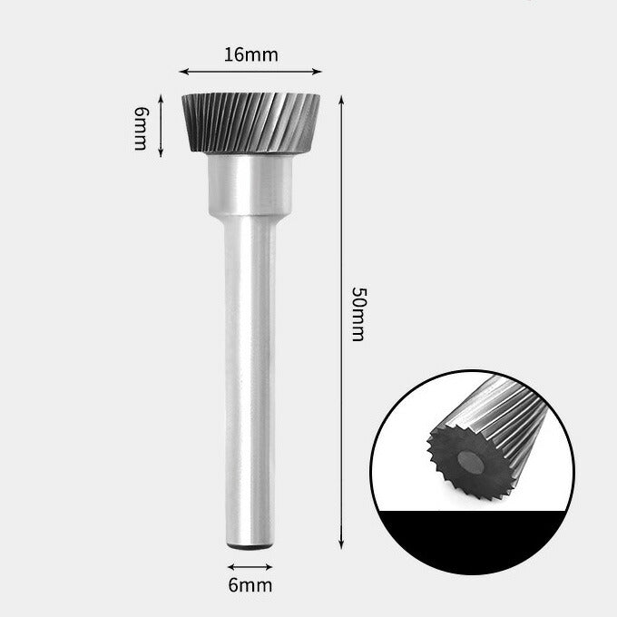 16 x 6mm Inverted Cone Single Cutting Carbide Rotary Burr with 6mm Shank, Router Bit