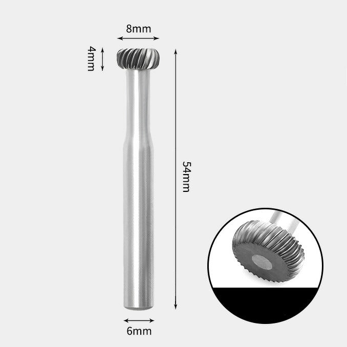 8 x 4mm T-Shaped Round Single Cutting Carbide Rotary Burs with 6mm Shank Diameter, Router Bits