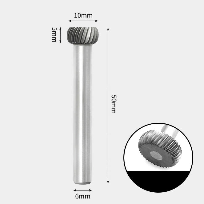 10 x 5mm T-Shaped Round Single Cutting Bits, 6mm Shank Diameter, Solid Carbide Rotary Burs, Router Bits