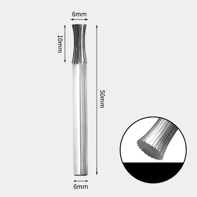 6 x 10mm くびれ型 シャンク径 6mm 超硬 ロータリーバー リュータービット 超硬バー