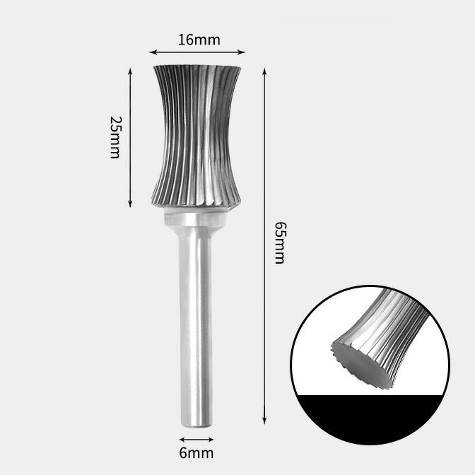 16 x 25mm Neck Type, 6mm Shank Diameter, Solid Carbide Rotary Burr, Router Bit