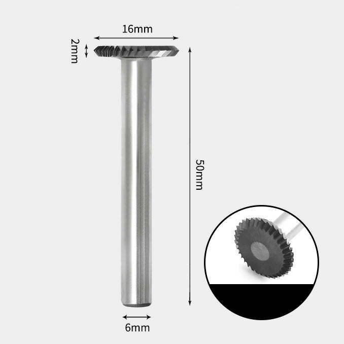 16 x 2mm T-Shaped 90 Degree Square Single Cut 6mm Shank Diameter Solid Carbide Rotary Burr Router Bit