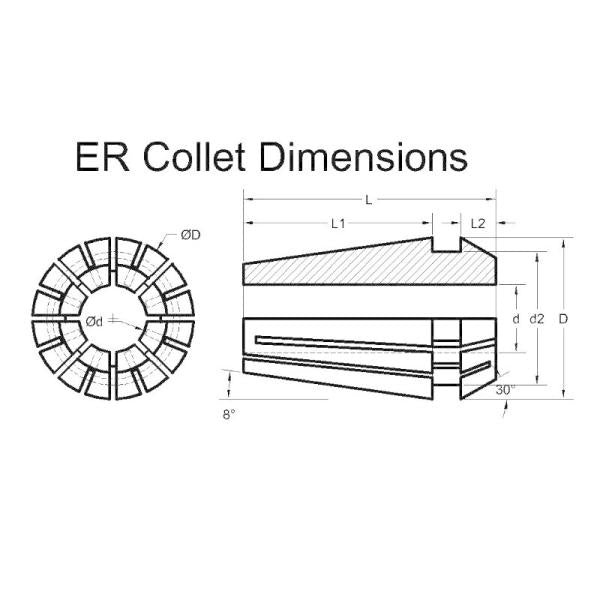 ER16 穴径 1~10mm 計10個入 コレットチャック フライス旋盤用 精度 ≤0.008mm クラス AA