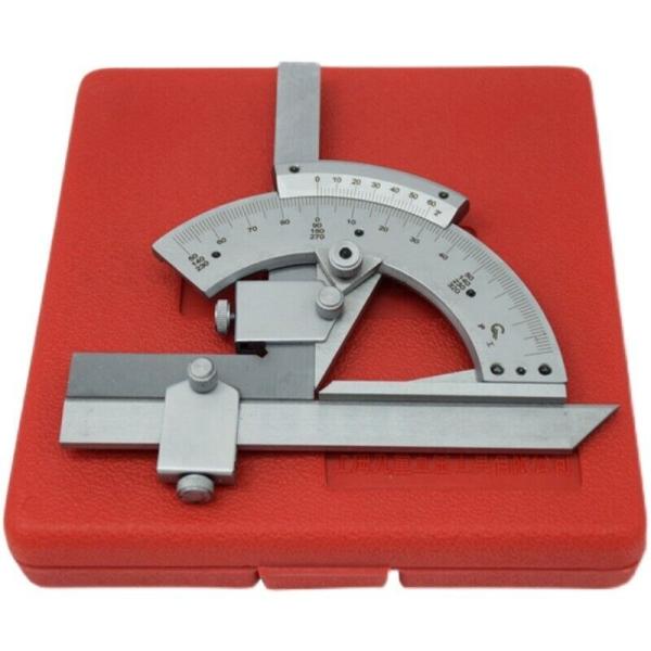 320° Protractor, Tool for Measuring Parts, 2-Arm Accuracy, with Case