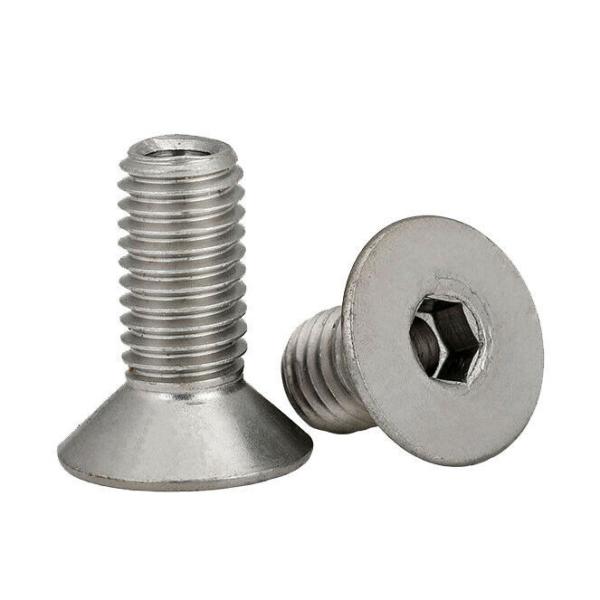 M10 x 1.5 x 16mm, 5mm Hole Diameter Hex Socket Flat Head Bolt, 304 Stainless Steel, Pack of 10