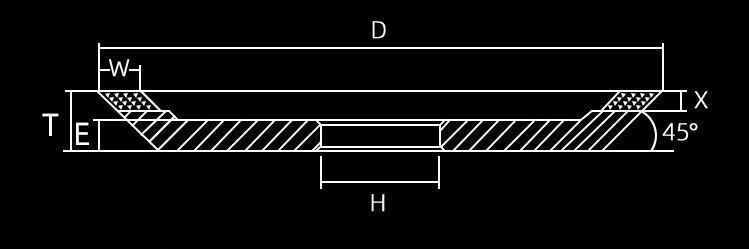 150mm diameter, 10mm rim width, dish-shaped diamond wheel