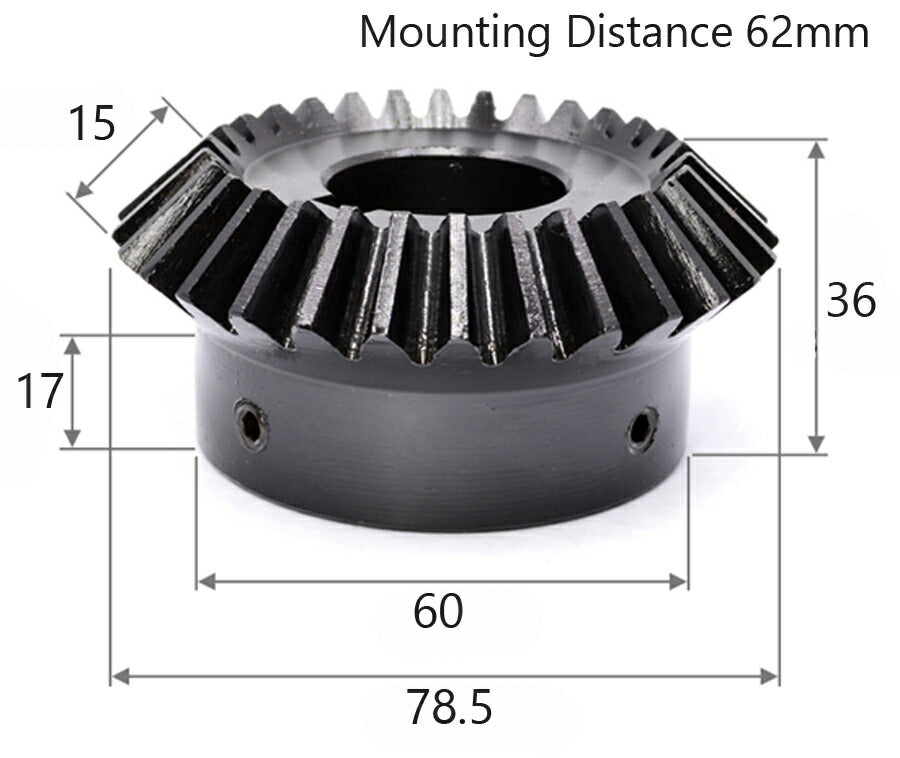 Module 2.5 Number of teeth 30 Hole diameter 28mm Keyway 8mm Speed ​​ratio 1:1 Steel bevel gear
