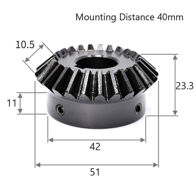 モジュール 2 歯数 25 穴径 20mm キー溝 6mm 速比 1:1 スチール ベベルギヤ 歯車