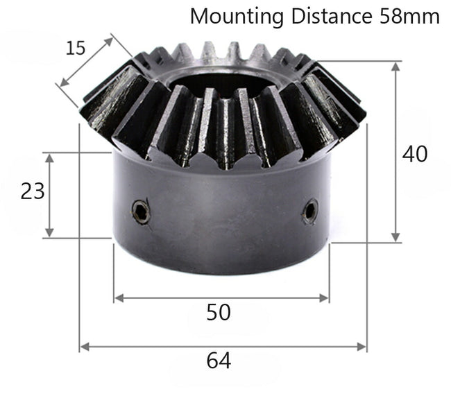Module 3, Number of teeth 20, Hole diameter 25mm, Keyway 8mm, Speed ​​ratio 1:1, Steel bevel gear