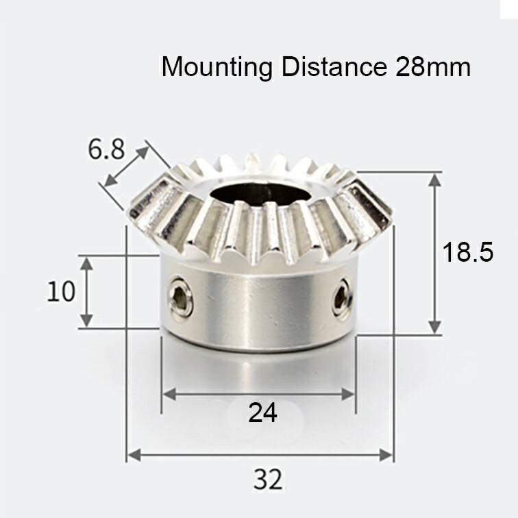 Module 1.5, Number of Teeth 20, Hole Diameter 16mm, Speed ​​Ratio 1:1, Stainless Steel Bevel Gear