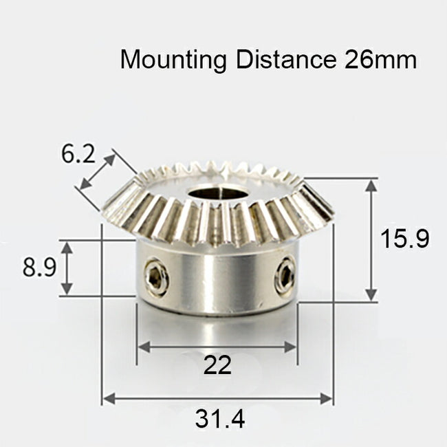 Module 1, Number of Teeth 30, Hole Diameter 10mm, Speed ​​Ratio 1:1, Stainless Steel Bevel Gear