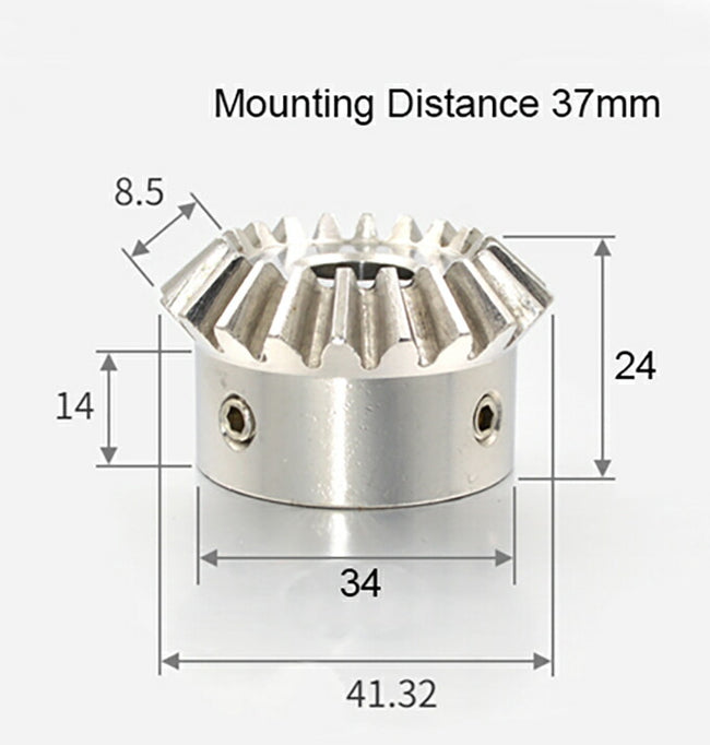 モジュール 2 歯数 20 穴径 16mm キー溝 5mm 速比 1:1 ステンレス鋼 ベベルギヤ 歯車