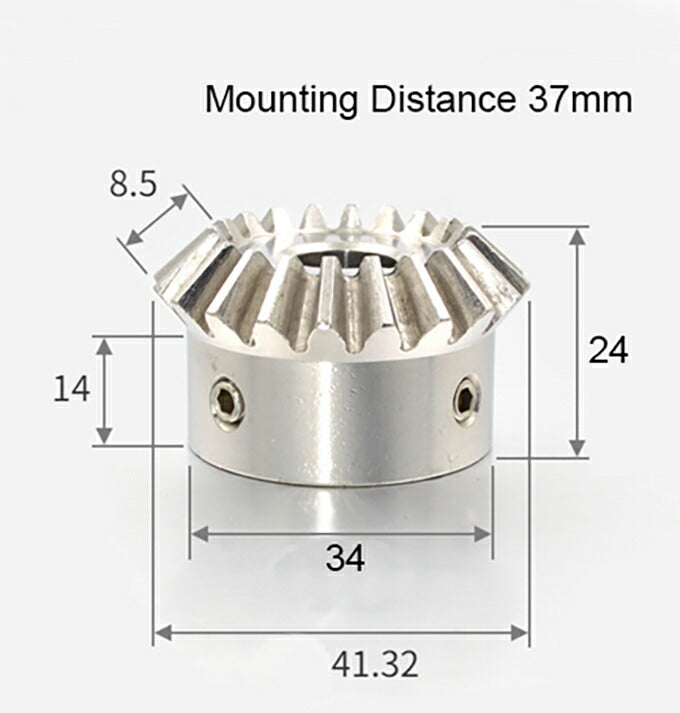 Module 2, 20 teeth, 1:1 ratio, stainless steel bevel gear