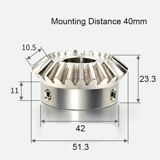 モジュール 2 歯数 25 穴径 15mm キー溝 5mm 速比 1:1 ステンレス鋼 ベベルギヤ 歯車