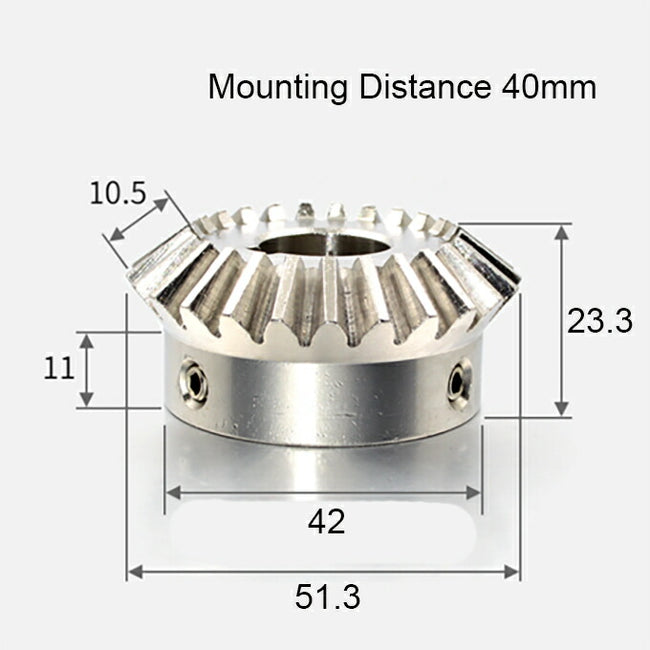 モジュール 2 歯数 25 穴径 24mm キー溝 8mm 速比 1:1 ステンレス鋼 ベベルギヤ 歯車