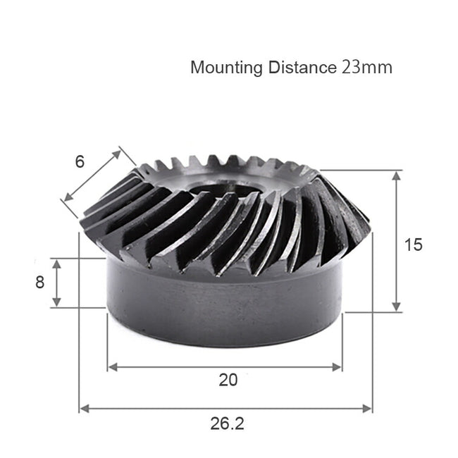 Module 2, Number of Teeth 25, Hole Diameter 14mm, Keyway 5mm, Speed ​​Ratio 1:1, Steel Spiral Bevel Gear