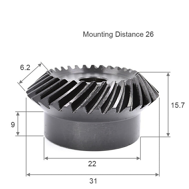 Module 1.5, Number of Teeth 30, Hole Diameter 16mm, Keyway 5mm, Speed ​​Ratio 1:1, Steel Spiral Bevel Gear