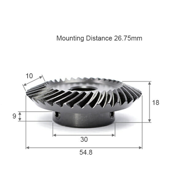 Module 1.5, Number of Teeth 36, Hole Diameter 12mm, Keyway 4mm, Speed ​​Ratio 1:2, Steel Spiral Bevel Gear