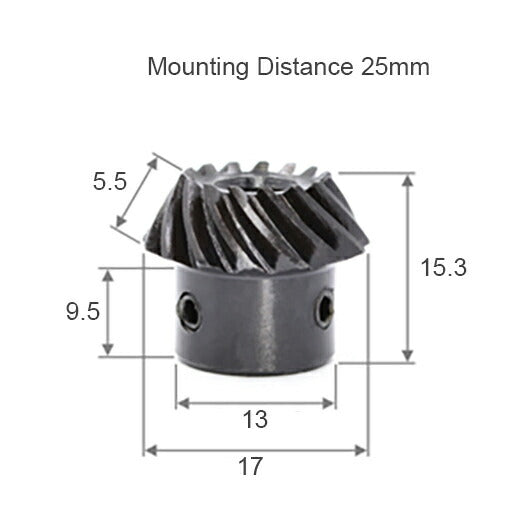 モジュール 1 歯数 15 穴径 6mm 速比 1:2 スチール スパイラルベベルギヤ 歯車