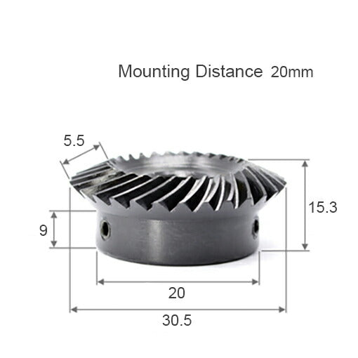 Module 1, Number of Teeth 30, Hole Diameter 8mm, Speed ​​Ratio 1:2, Steel Spiral Bevel Gear