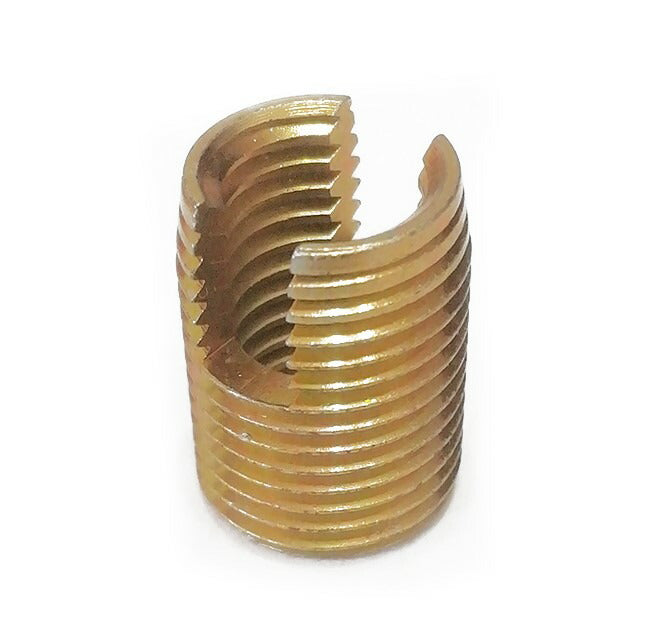 Internal Thread M5 x 0.8, External Thread M8 x 1.0, Overall Length 10mm, Brass, Slotted, Self-Tapping Screw Insert, Pack of 10