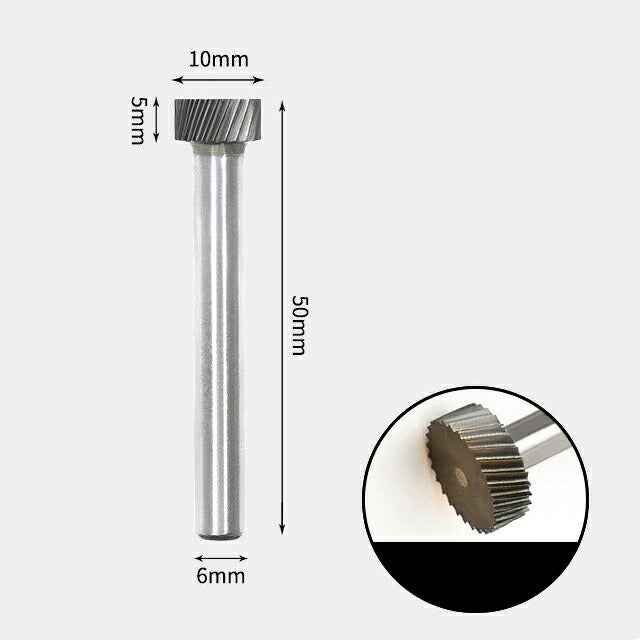 10 x 5mm T字 円型 シャンク径 6mm 超硬 ロータリーバー リュータービット 超硬バー