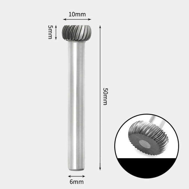 10 x 5mm T字 丸型 シングルカット シャンク径 6mm 超硬 ロータリーバー リュータービット 超硬バー
