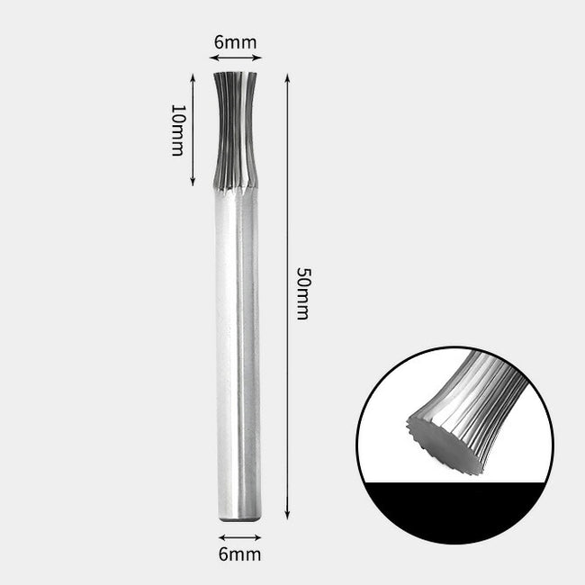6 x 10mm くびれ型 シャンク径 6mm 超硬 ロータリーバー リュータービット 超硬バー