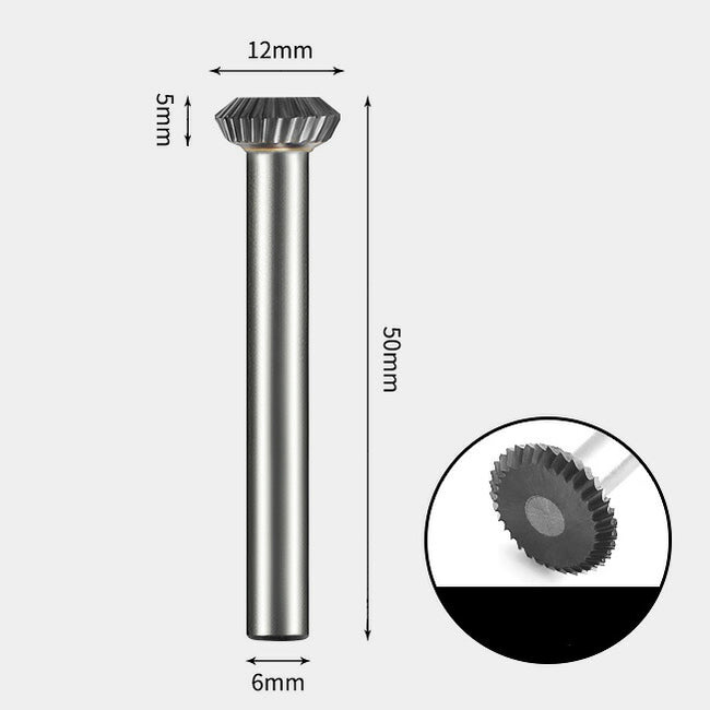 12 x 5mm T字 90度 角型 シングルカット シャンク径 6mm 超硬 ロータリーバー リュータービット 超硬バー