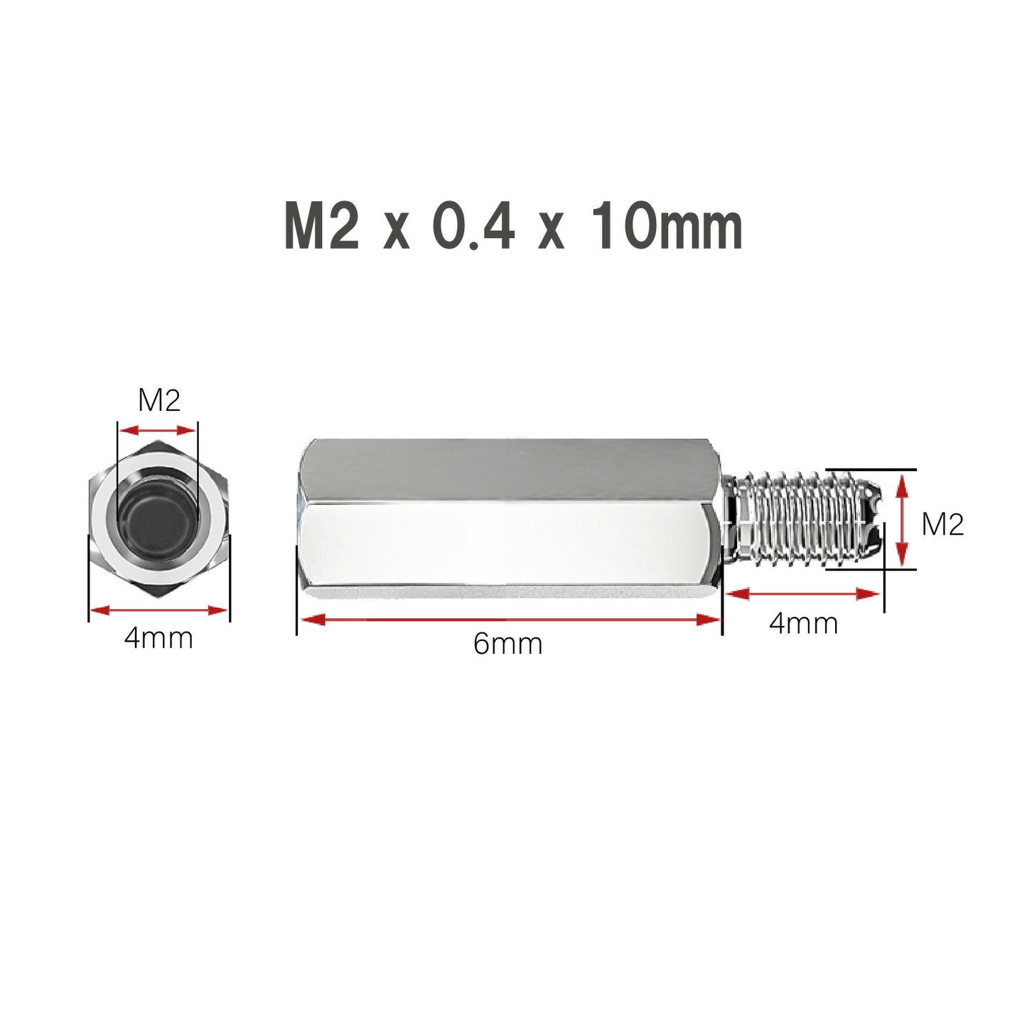 M2 x 0.4 カップリングナット 304ステンレス鋼 ボルト 雄雌ねじ  継手