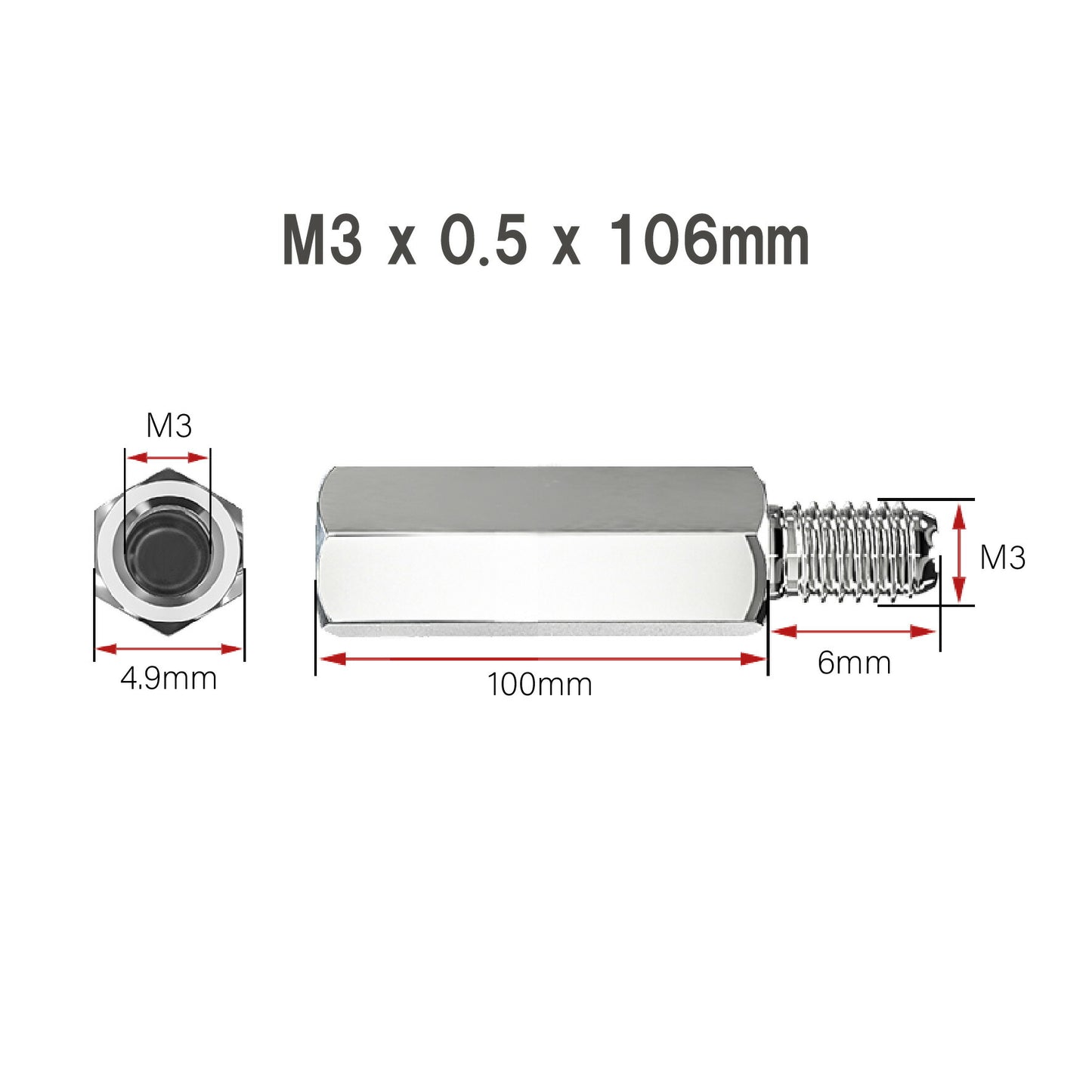 M3 x 0.5 カップリングナット 304ステンレス鋼 ボルト 雄雌ねじ  継手