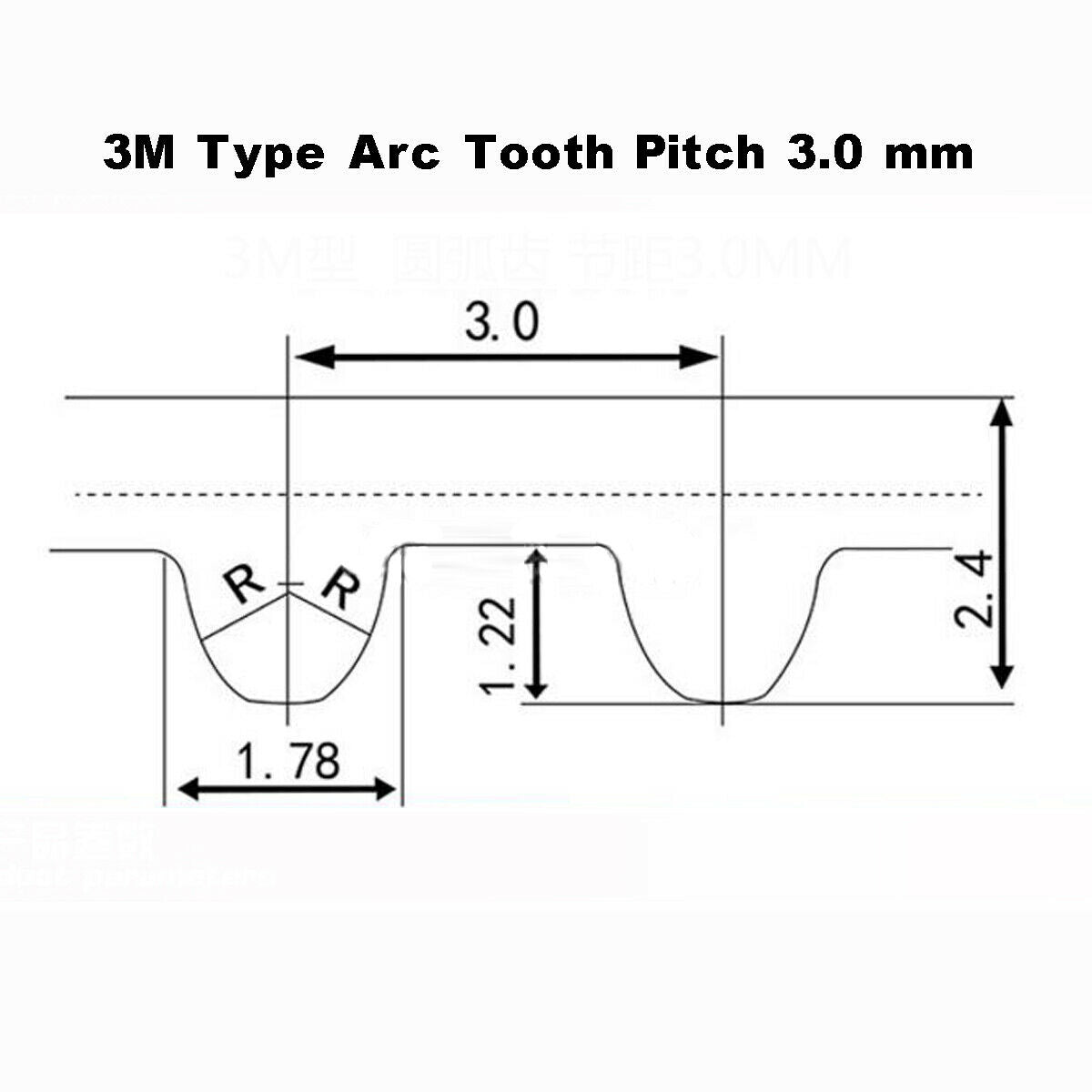 Circumference 1587mm, Number of Teeth 529, HTD 3M Timing Belt