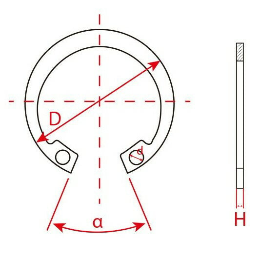 22mm Circlip Snap Rings, Spring Steel, Pack of 50