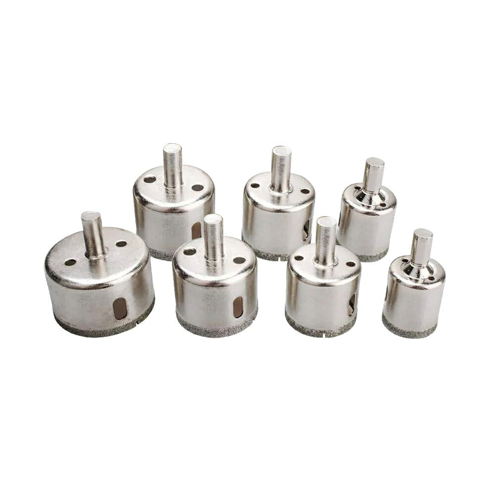 7-Piece Set of 3, 4, 5, 6, 8, 10, and 12mm Hole Saws for Glass, Ceramic, and Tile