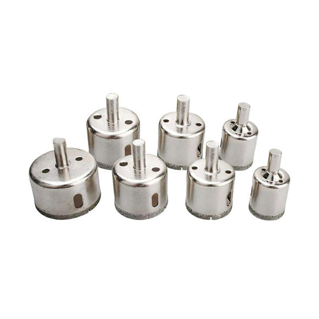 7-Piece Set of 3, 4, 5, 6, 8, 10, and 12mm Hole Saws for Glass, Ceramic, and Tile
