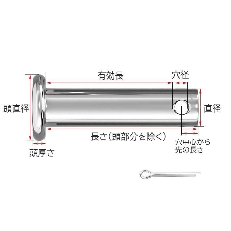 直径 16mm 長さ 75mm 304ステンレス鋼 単穴 クレビスピン 割ピン 1本入