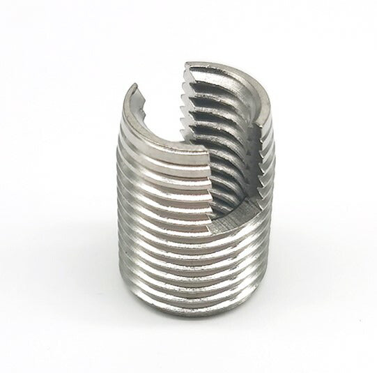 Internal Thread M2 x 0.4, External Thread M4.5 x 0.5, 6mm Length, Stainless Steel, Split Groove, Self-Tapping Screw Insert, Pack of 10