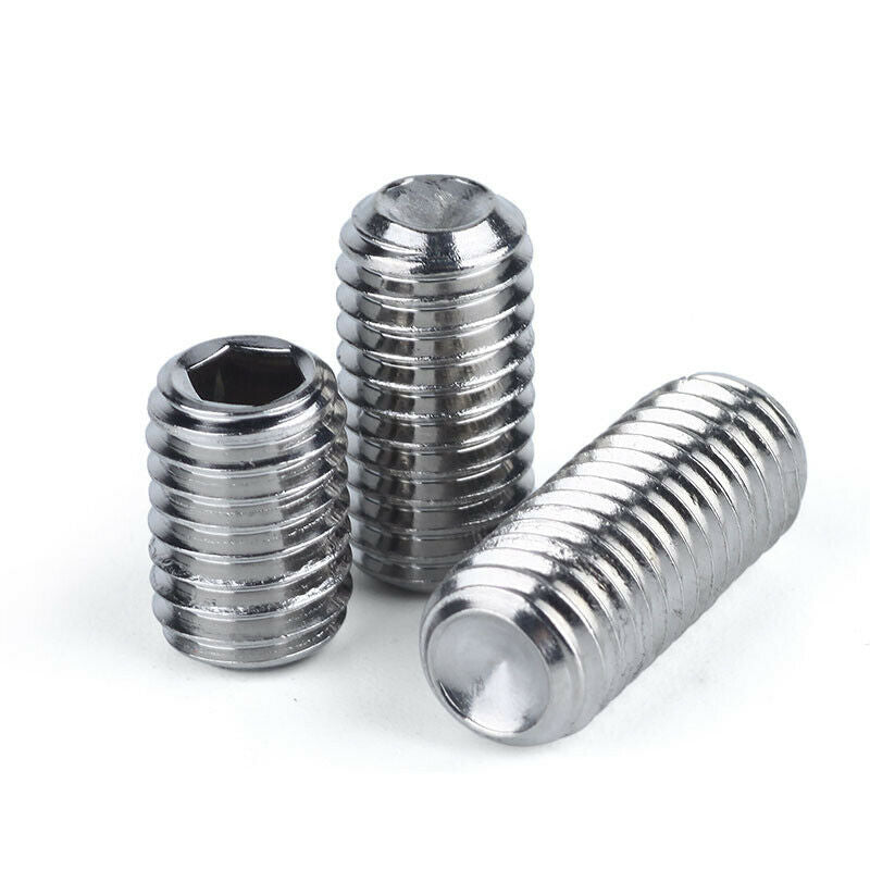 #10 - 32 Overall Length 1/4" (Approx. 6.4mm) Pack of 20 Stainless Steel Hex Socket Set Screws, Unified Inch, Recessed Point