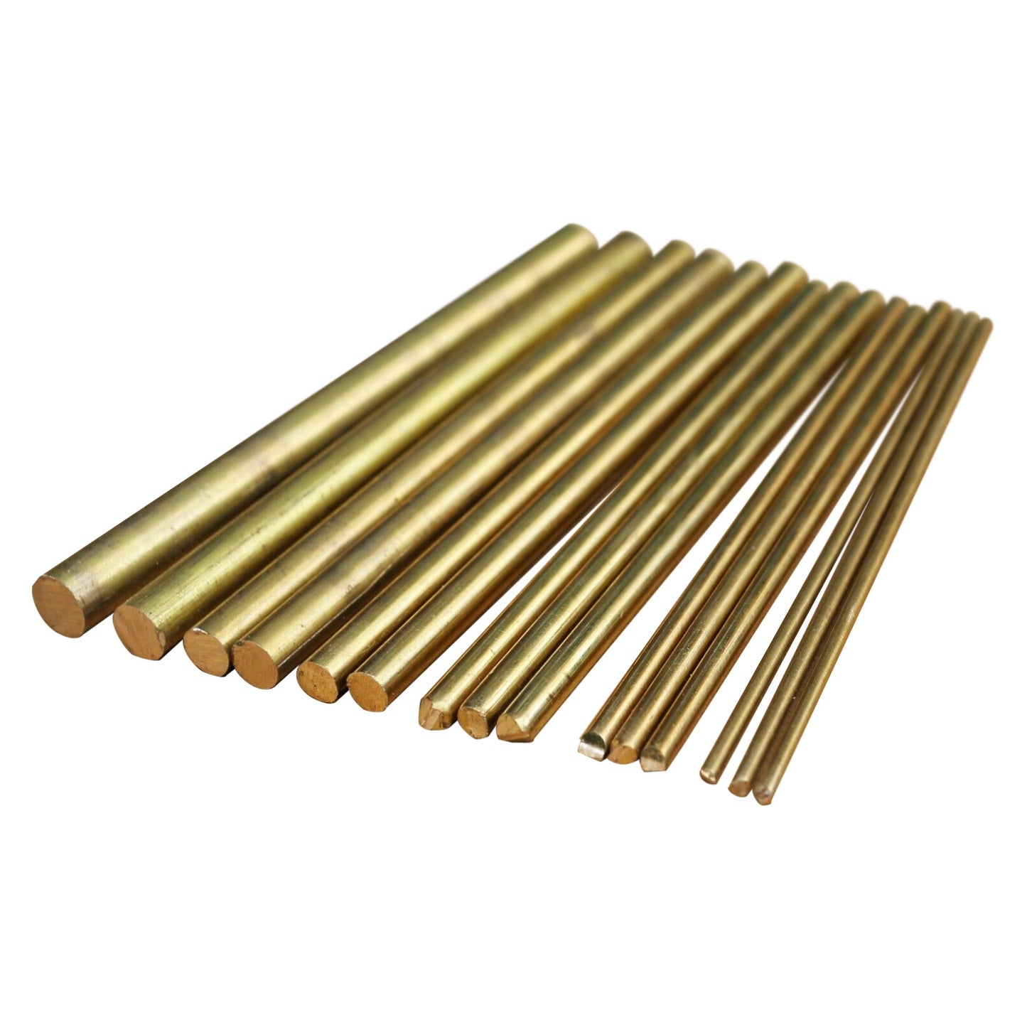 Brass rods total length approximately 100mm diameter 2mm, 3mm, 4mm, 5mm, 6mm, 7mm, 8mm total 15 pieces