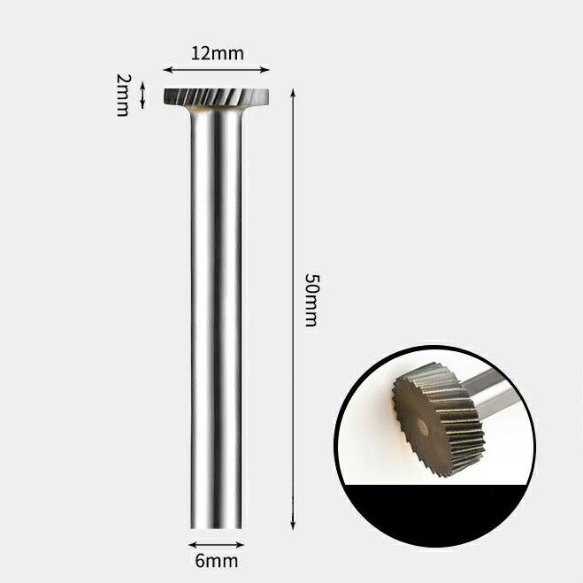 12 x 2mm T字 円型 シャンク径 6mm 超硬 ロータリーバー リュータービット 超硬バー