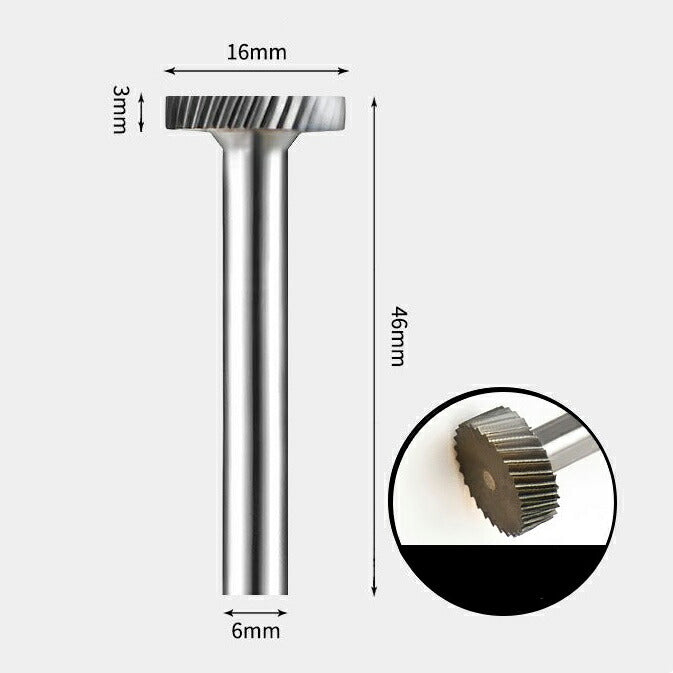 16 x 3mm T字 円型 シャンク径 6mm 超硬 ロータリーバー リュータービット 超硬バー