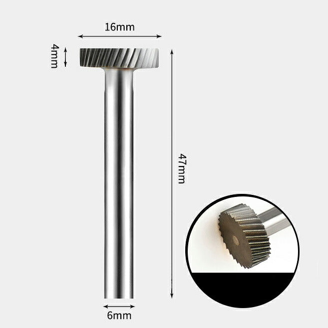 16 x 4mm T字 円型 シャンク径 6mm 超硬 ロータリーバー リュータービット 超硬バー