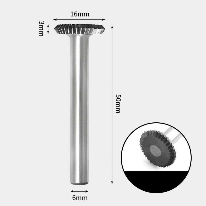 16 x 3mm T字 90度 角型 シングルカット シャンク径 6mm 超硬 ロータリーバー リュータービット 超硬バー