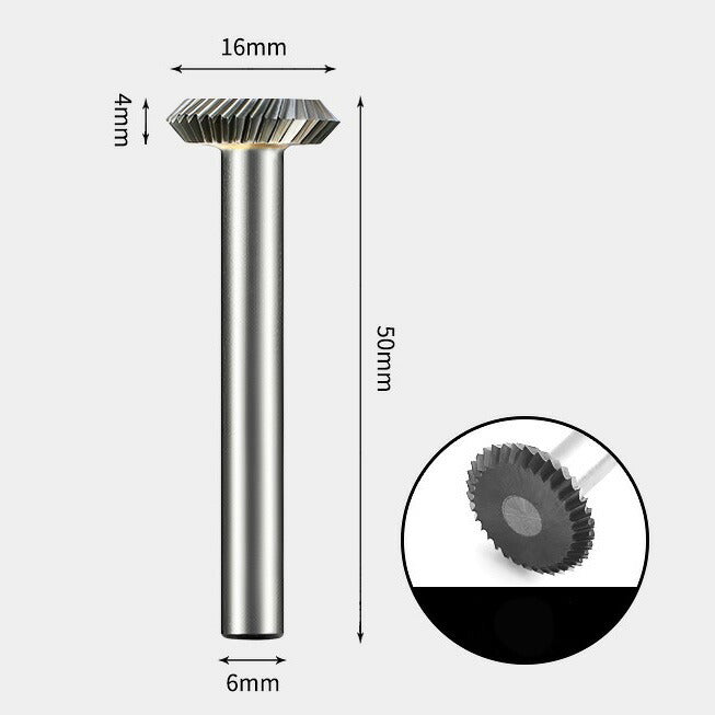 16 x 4mm T字 90度 角型 シングルカット シャンク径 6mm 超硬 ロータリーバー リュータービット 超硬バー