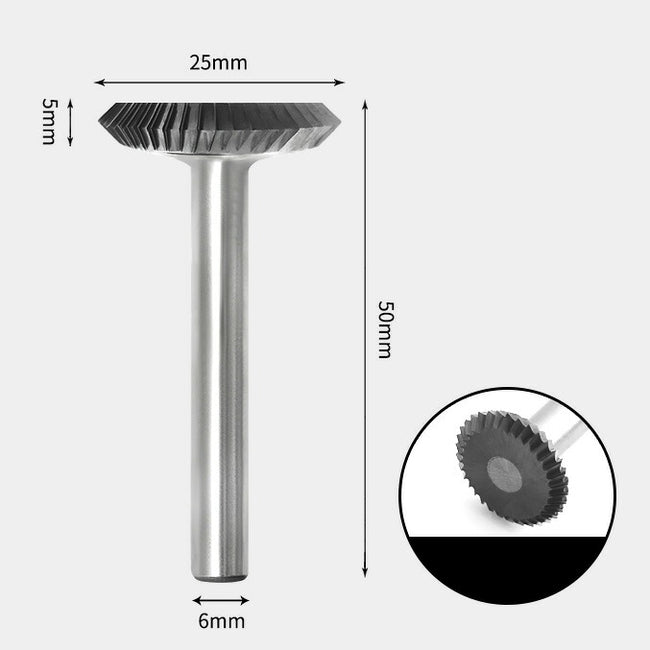 25 x 5mm T字 90度 角型 シングルカット シャンク径 6mm 超硬 ロータリーバー リュータービット 超硬バー