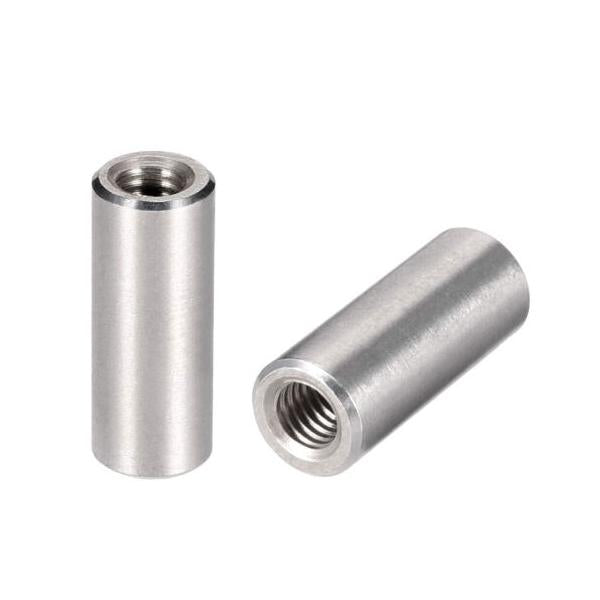 M5 x 0.8 - M6 x 1 全長 20mm 2個入 ステンレス鋼 ラウンドカップリングナット めねじ変換アダプター 円柱 丸型