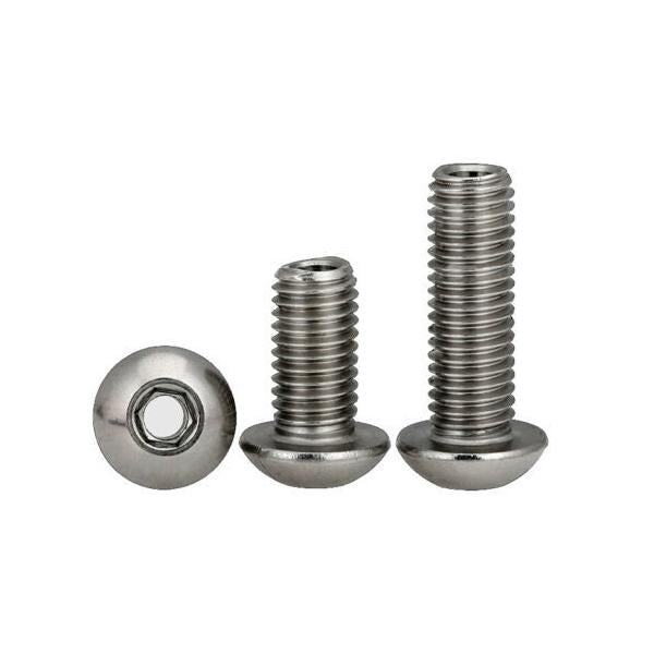 M6 x 1.0 x 20mm, 3.2mm Hole Diameter Hex Socket Hollow Truss Bolt, 304 Stainless Steel, Pack of 2